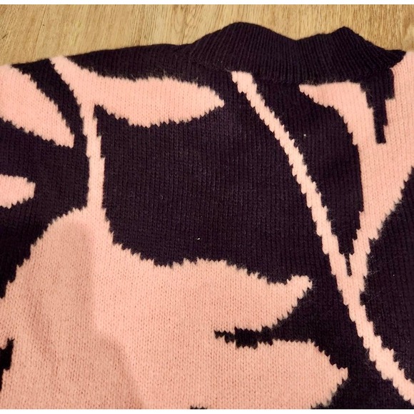 Ann Taylor FLORAL‎ WEDGE SWEATER IN PINK BELLINI Size XL - Picture 7 of 8